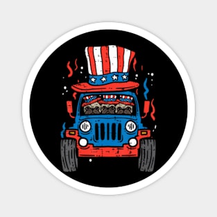 Pugs Monster Truck Us Flag 4Th Of July Fourth Toddler Boys Magnet